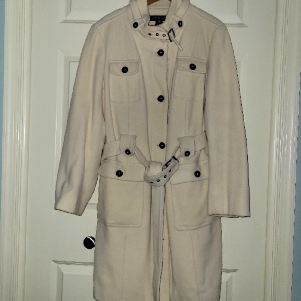 Lane Bryant military style coat in rich cream, size 14/16